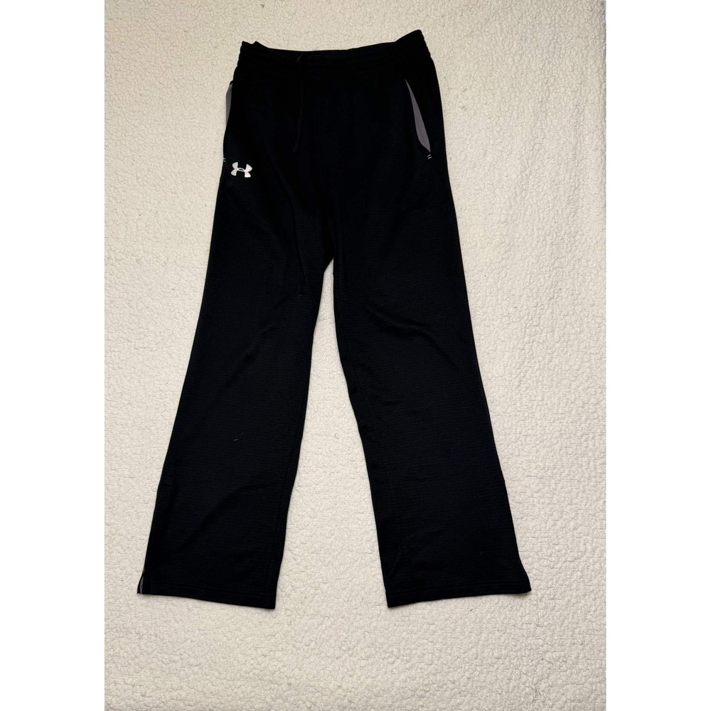 Under Armour Mens Pants Size MD Track Pants Black Polyester Solid Sweatpants